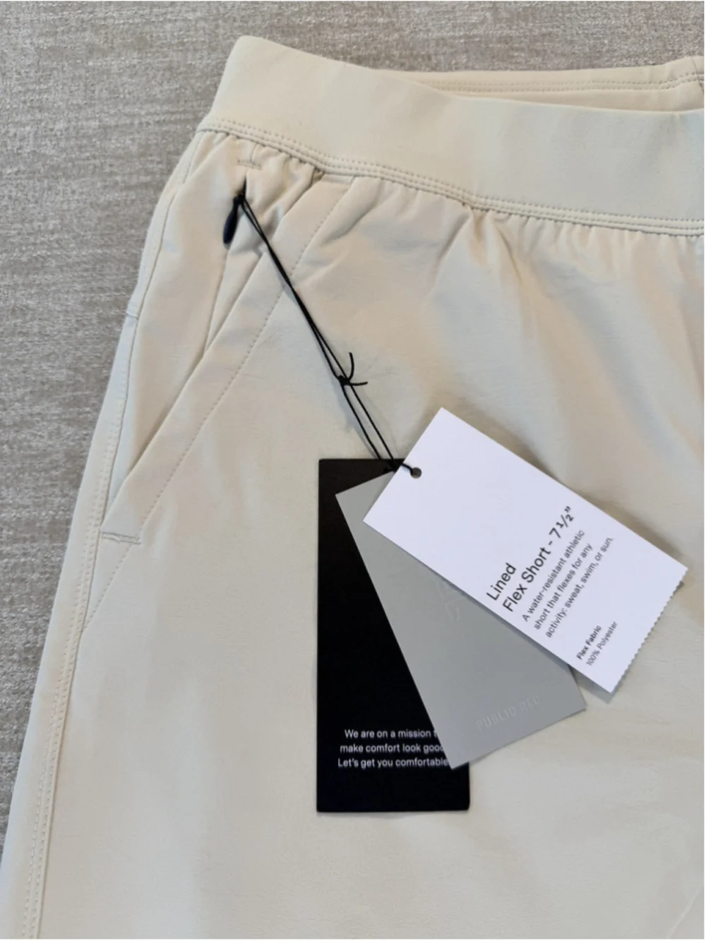 NWT Men’s Public Rec Flex Shorts Lined 7.5 Inseam 32 Sand Tan Gym Workout Active